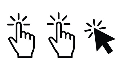 Obraz premium Illustration of finger and cursor interactions - SVG and PNG icons - Vector Icons and Stickers - PNG, SVG, EPS - Glyph and solid icon set - Icon vector - Flat Design Icon - line icon set