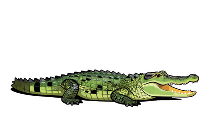 Obraz premium Cartoon of a green crocodile with open mouth