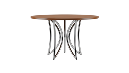 A blurry image of a table with a wooden top and metal legs isolated on transparent background