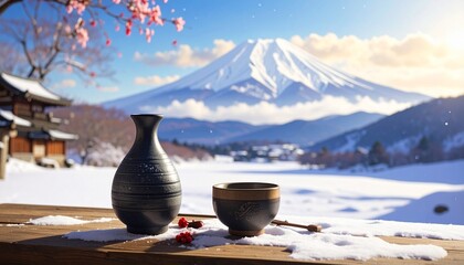 日本酒のある風景(とっくりとおちょこ)
Sake