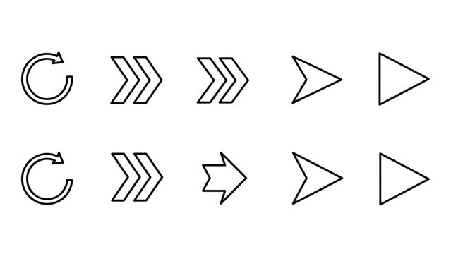 Set of navigation arrows and symbols - SVG and PNG icons - Vector Icons and Stickers - PNG, SVG, EPS - Glyph and solid icon set - Icon vector - Flat Design Icon - line icon set