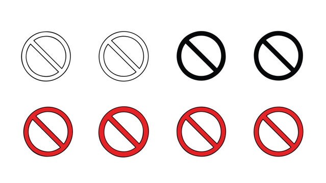 Set of prohibited signs in various colors - SVG and PNG icons - Vector Icons and Stickers - PNG, SVG, EPS - Glyph and solid icon set - Icon vector - Flat Design Icon - line icon set