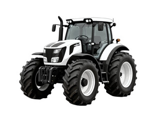 Modern White Tractor with Large Tires