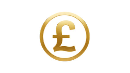Golden pound symbol isolated on transparent background