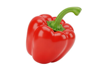 3d icon of a single ripe red bell pepper isolated on transparent background