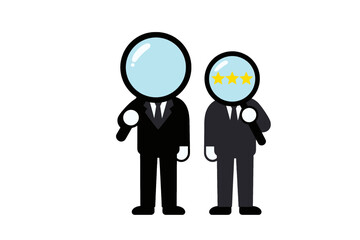Two businessmen figures with star-shaped heads