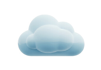 3d icon of stylized soft blue cloud shape, isolated on transparent background