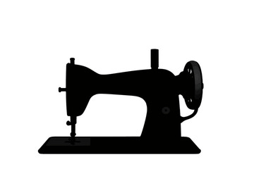 Vintage sewing machine silhouette isolated.