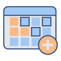 Fototapeta premium Flat line icon showing a grid structure and a plus symbol for creating organized website sections