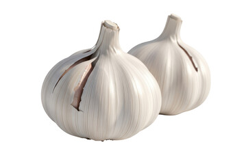 3d icon of two bulbs of fresh garlic isolated on transparent background