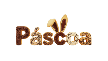Easter "P?scoa" text made of cookies with bunny ears