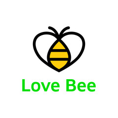 Love bee logo for pure original bee honey product label.
