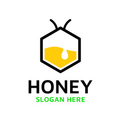 Abstract bee logo design for pure original bee honey product label