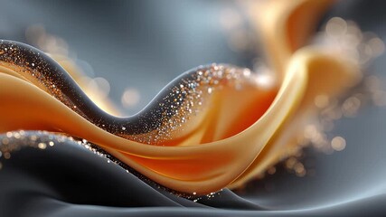 Abstract background of black silk and golden particles intertwining in motion - Powered by Adobe