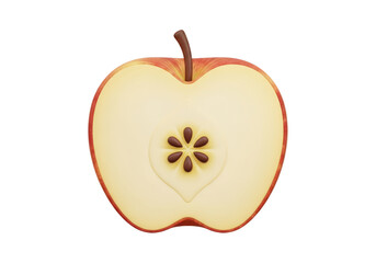 3d icon of a crosssection of a red apple showing seeds and core isolated on transparent background