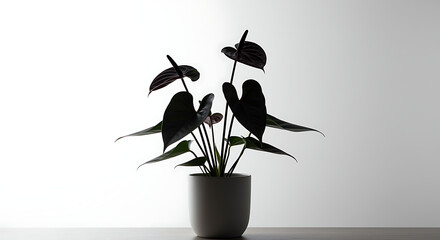 Potted plant silhouette against white background