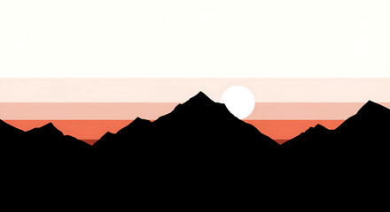 Beautiful sunset over mountains landscape