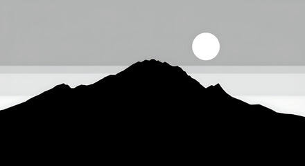Majestic mountain silhouette under full moon
