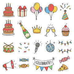 Party Celebration Birthday Event Icon Set