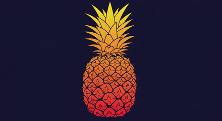 Vibrant pineapple illustration on dark background