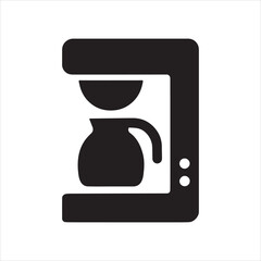 Coffee maker machine silhouette vector icon on white background