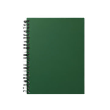 Green spiral notebook isolated on transparent background