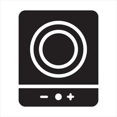 Induction electric stove silhouette vector icon on white background