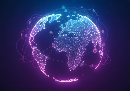 Global connections digital globe - Powered by Adobe