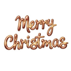 Merry Christmas festive gold text on transparent background png