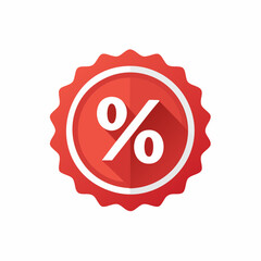 Percentage Discount Icon with a Jagged Red Border on a White Background