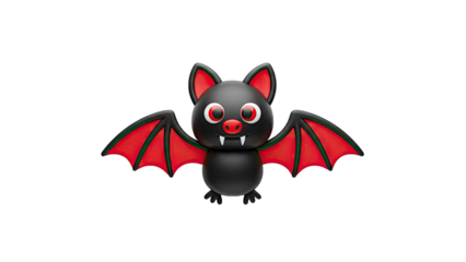 Cute Cartoon Bat with Red Wings