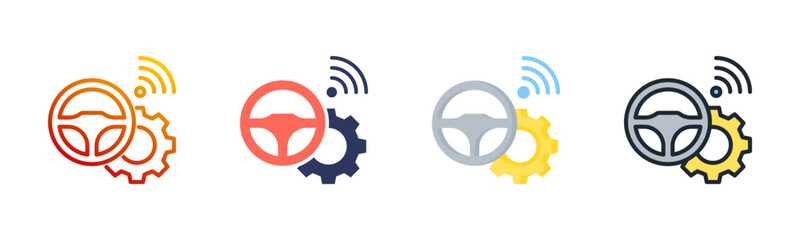Autonomous Vehicle Multi Style Icon Set