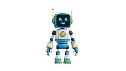 Cute Cartoon Robot with a Screen Face and Antennas