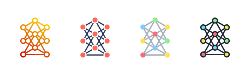 Neural Network Multi Style Icon Set