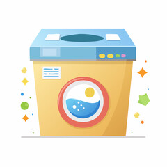 Modern automatic laundry machine for sparkling clean clothes, embodying the concept of efficient home care and domestic chores with a fresh, vibrant aesthetic