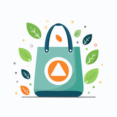 Sustainable Shopping Bag with Green Leaves and Stars