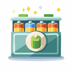 Energy storage and power supply illustration with rechargeable batteries