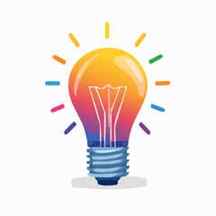 Colorful glowing light bulb symbolizing a bright idea, innovation, and creativity
