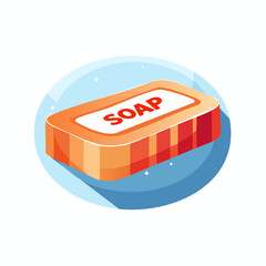A bar of soap with the word SOAD printed on it, presented in a stylized illustration on a light blue background