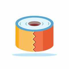 Colorful roll of tape with a zigzag pattern on a white background
