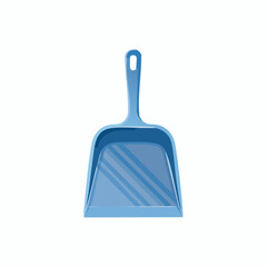 A blue plastic dustpan with a long handle, perfect for sweeping and cleaning up household messes