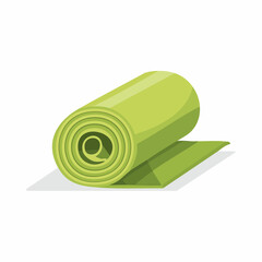 Rolled green yoga mat, an essential accessory for mindful meditation, stretching, and various physical activities promoting a healthy lifestyle and wellbeing