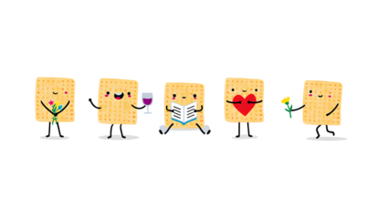 Cartoon crackers characters isolated on transparent background
