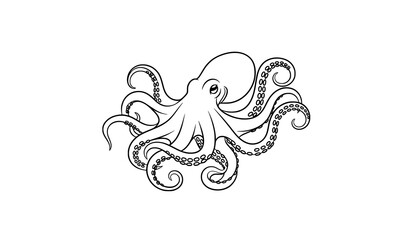 Elegant octopus vulgaris vector illustration decorative marine icon design © MdMahfizur