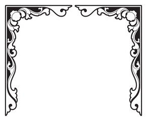 Vintage lotus flower pattern, decorative element, door frame, wood carving.