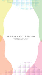 16:9サイズ縦型の背景素材：パステルカラーの抽象的な形で構成したシンプルなフレームのベクターイラスト