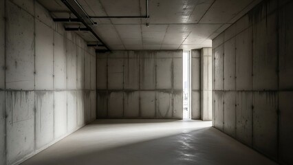 Obraz premium Monochromatic cavernous space with light penetration and concrete textures