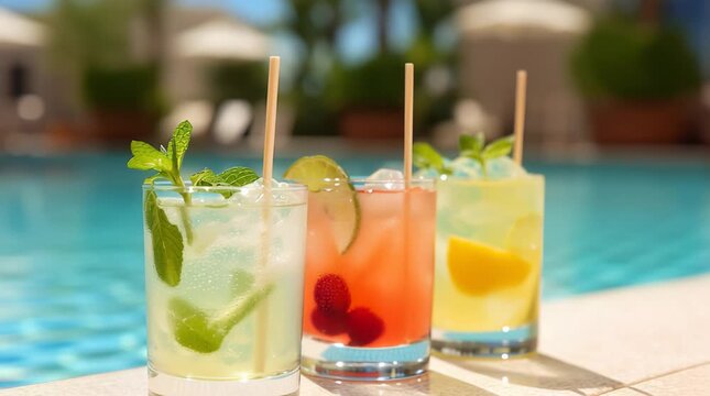 Refreshing drinks by the pool during a sunny afternoon gathering
