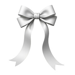 Elegant silver bow isolated on transparent background