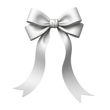 Elegant silver bow isolated on transparent background